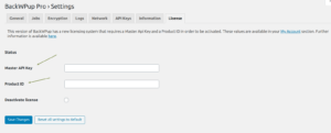 BackWPup New License Tab