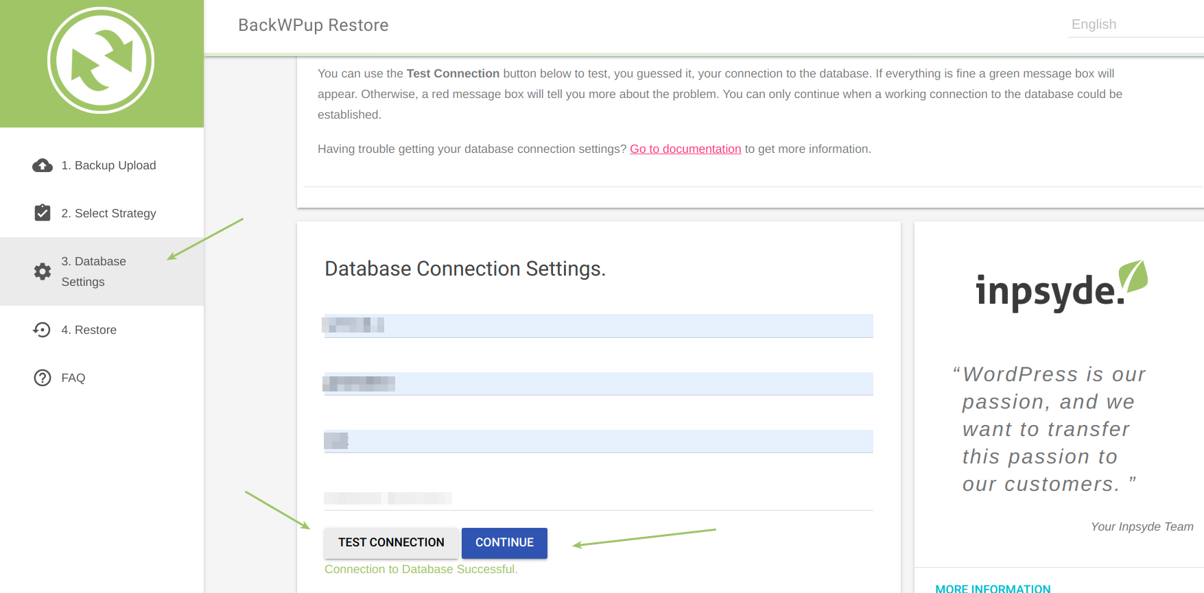 Database connection settings 