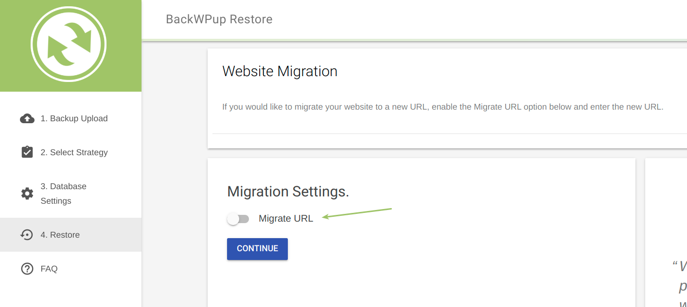 Migrate URL option